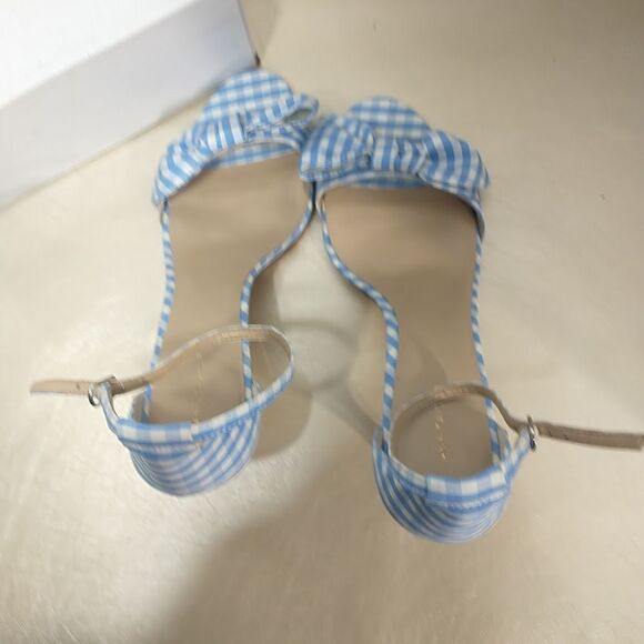 Ann Taylor Woman's SZ 11M Blue White Kingsley Gingham Bow Sandals. - Picture 6 of 11